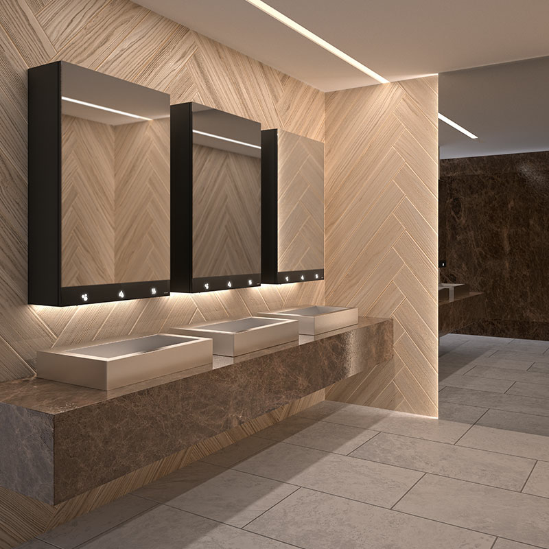 Mirror cabinet 4in1 - mirror, electronic tap, soap dispenser, and electrical hand dryer